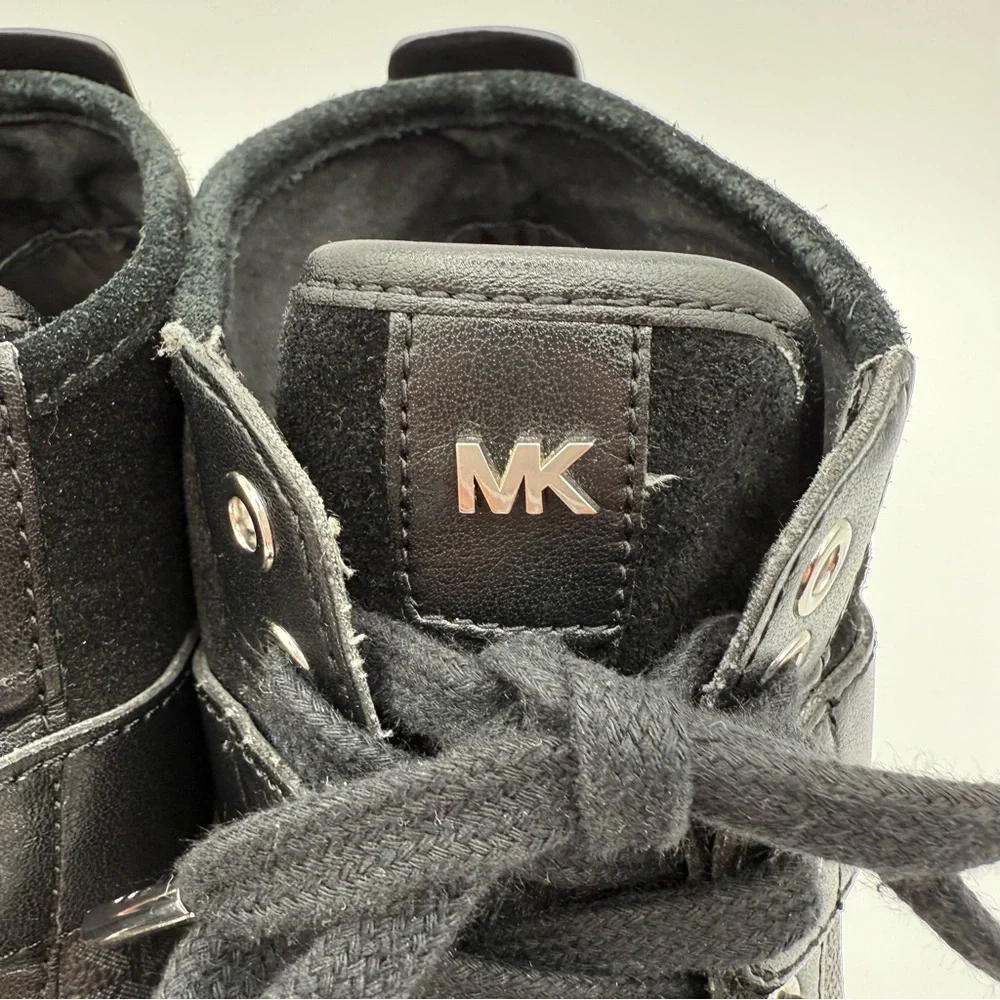 Michael Kors Black Paige High Top Leather/Suede Sneakers Size 10M - Picture 14 of 16